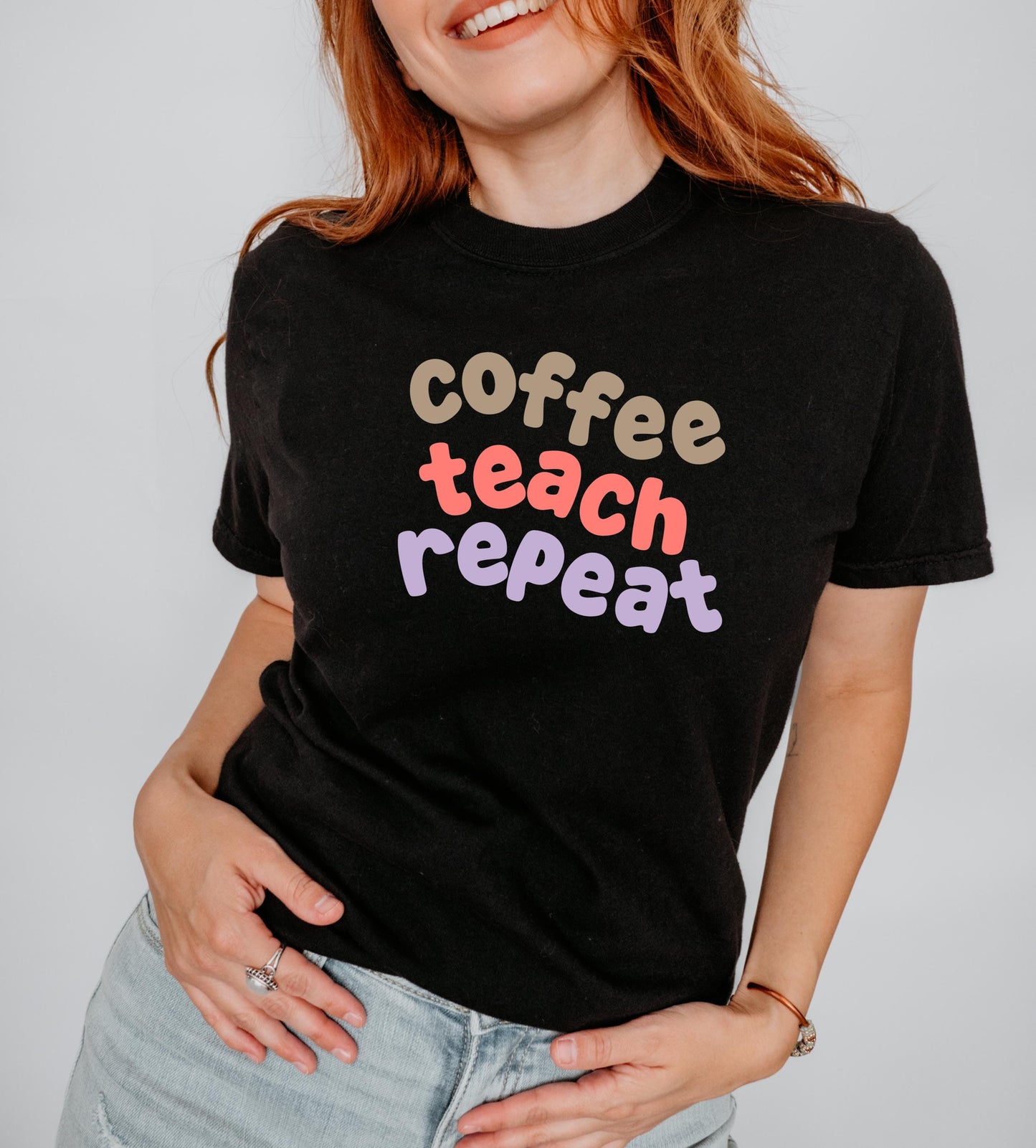 Teacher Appreciation Shirt | coffee, teach, repeat | teaching, t-shirt, trending, cute