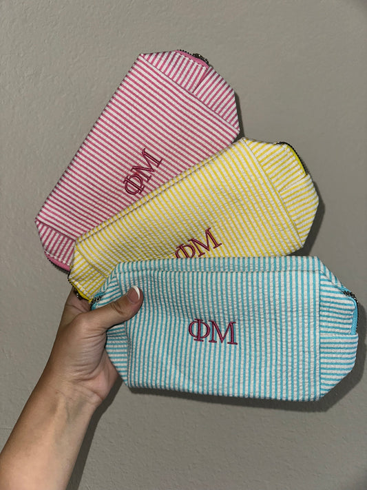 Custom Seersucker Makeup Bag