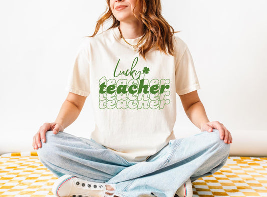 Lucky Teacher St. Patrick's Day Shirt - Fun and Festive Green Graphic Tee for Educators Spreading Lucky Vibes in the Classroom!